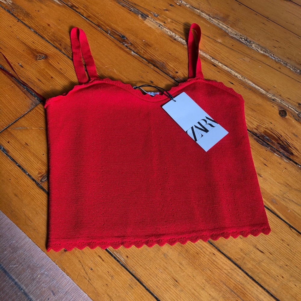 Red Zara knit crop top small